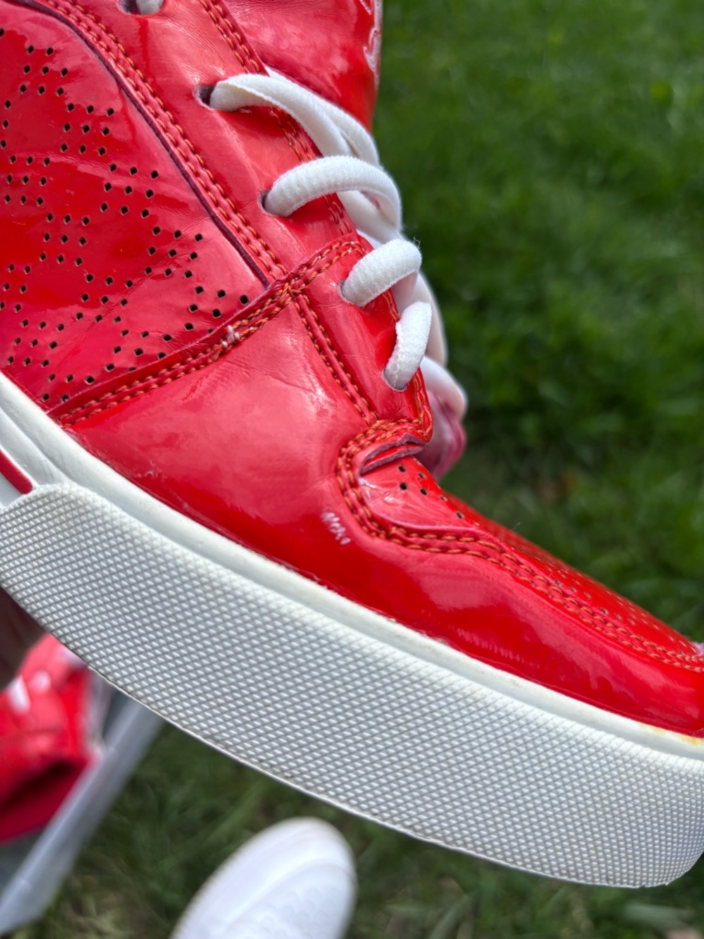 FUBU Red High-Top Patent Sneaker with White Sole - Picture 4 of 8